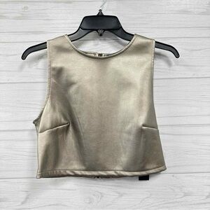 NWT Kirious Los Angeles Faux Leather Top - Metallic